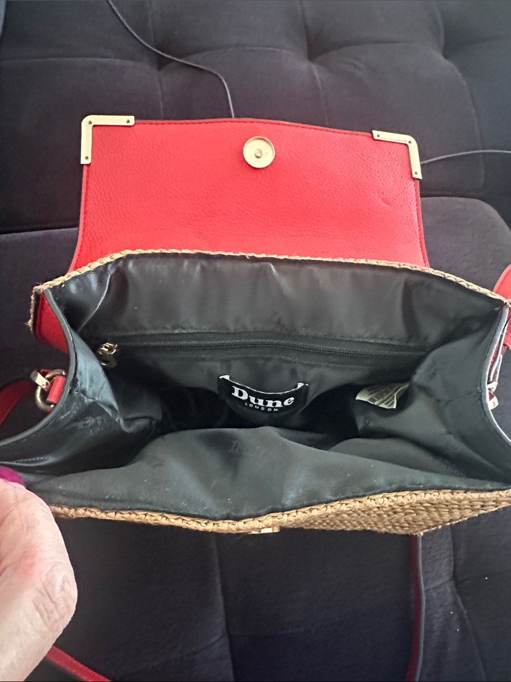 Dune London White & Red Straw Top-Handle Satchel - Picture 6 of 6